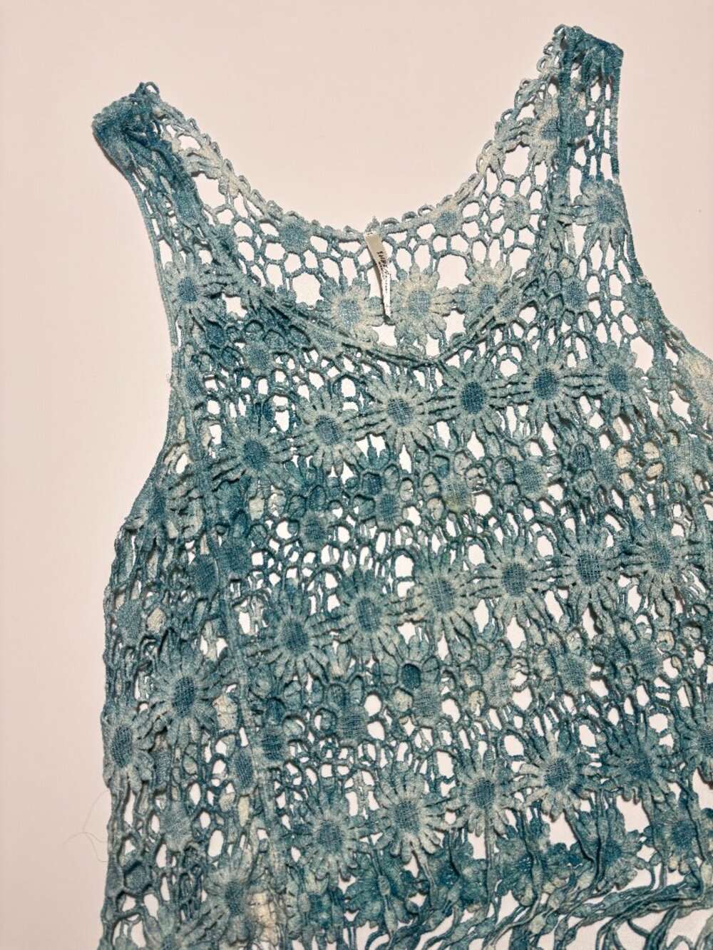 INDIA BOUTIQUE BLUE & WHITE COTTON BOHO COVER UP TANK TOP
